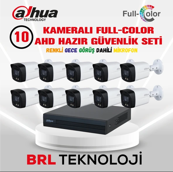 Dahua 10 Kameralı 40 Metre Renkli Gece Görüşlü Fullhd Dahili Mikrofonlu Kamera Seti ürün görseli 1