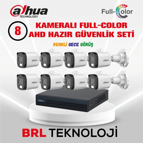 Dahua 8 Kameralı 30 Metre Renkli Gece Görüşlü Full HD Güvenlik Kamera Seti ürün görseli 1