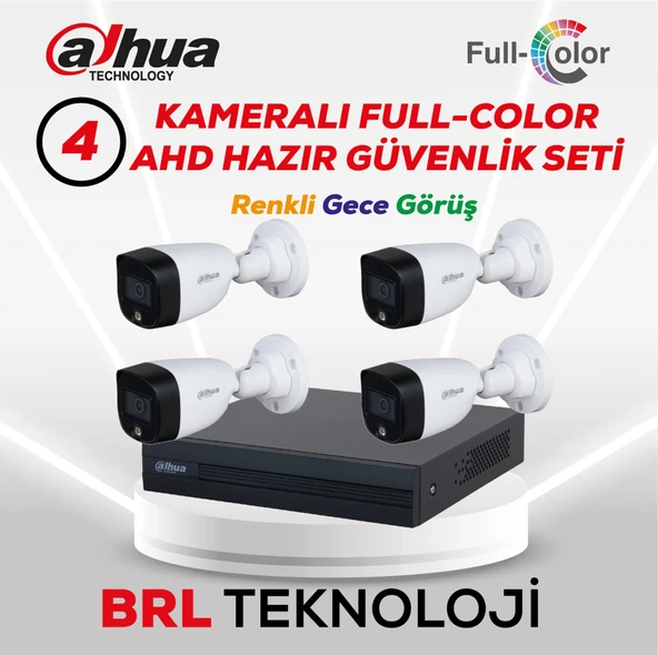 Dahua 4 Kameralı Renkli Gece Görüşlü Full HD Güvenlik Kamera Seti ürün görseli 1