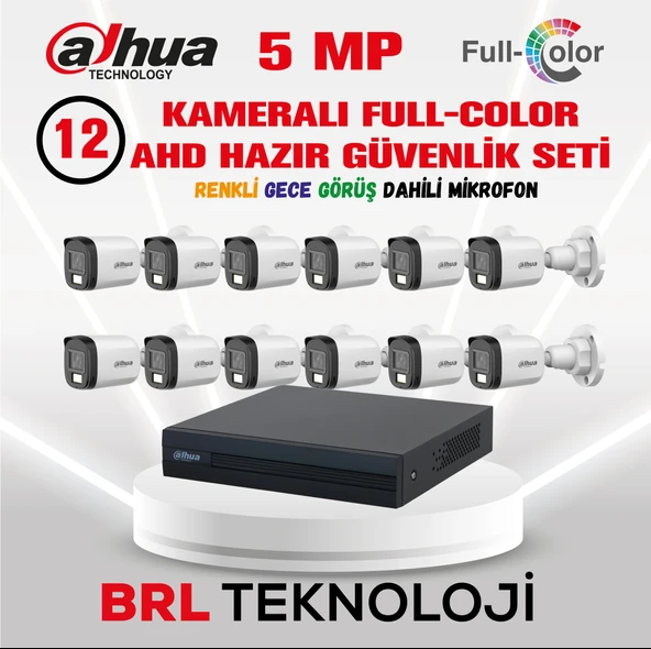 Dahua 5 MP 12 Kameralı Sesli 30 Metre Renkli Gece Görüşlü Full HD Kamera Seti ürün görseli 1