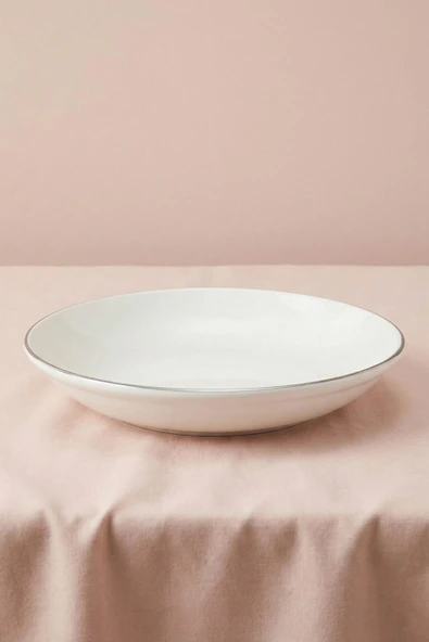Ceyda | Platin Kenarlı Porselen Büyük Kase (25 cm) ürün görseli 1