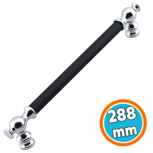 Mobilya Çekmece Mutfak Kapak Kulbu Dolap Dolabı Kulpları Kulpu 28.8 cm Krom Siyah Metal 288 mm ürün görseli 1