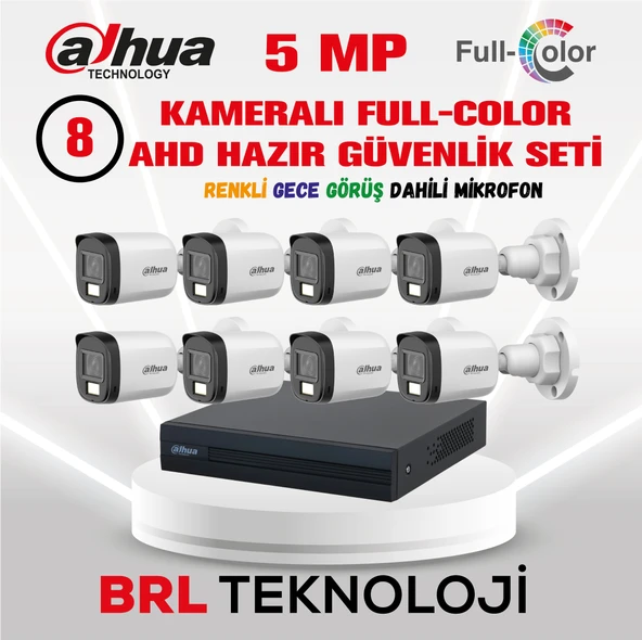 Dahua 5 MP 8 Kameralı Sesli 30 Metre Renkli Gece Görüşlü Full HD Kamera Seti ürün görseli 1