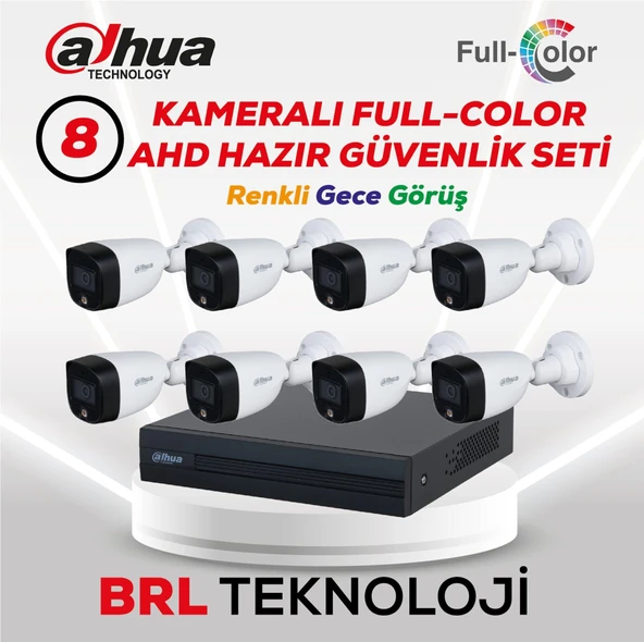 Dahua 8 Kameralı Renkli Gece Görüşlü Full HD Güvenlik Kamera Seti ürün görseli 1