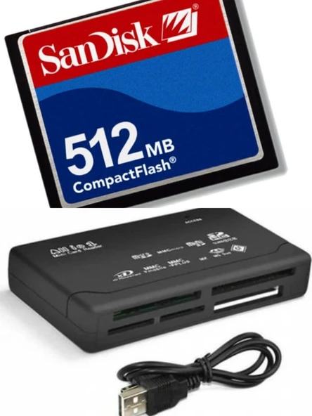 Evotech CF-512 MB  Compact Flash Hafıza Kartı - USB 2.0 Cf Kart Okuyucu ürün görseli 1