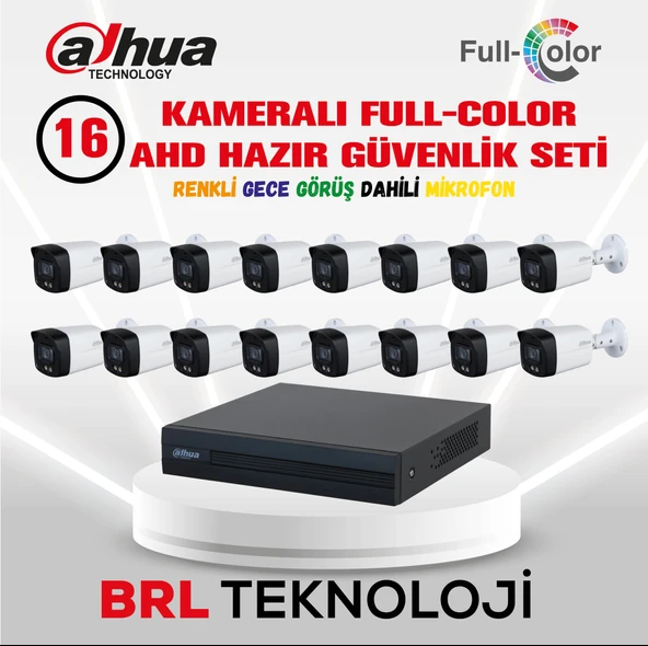 Dahua 16 Kameralı 40 Metre Renkli Gece Görüşlü Fullhd Dahili Mikrofonlu Kamera Seti ürün görseli 1