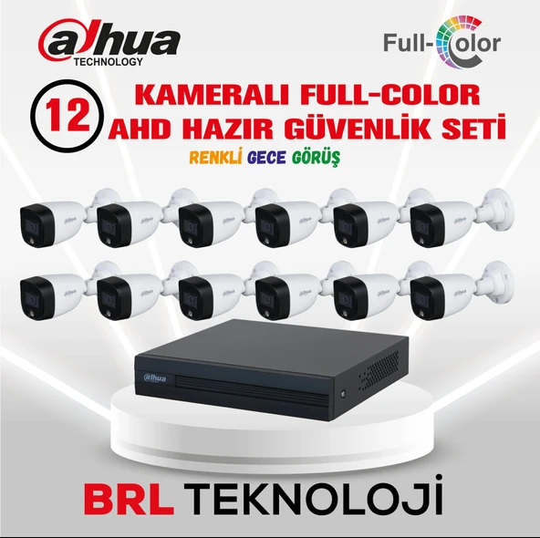Dahua 12 Kameralı Renkli Gece Görüşlü Full HD Güvenlik Kamera Seti ürün görseli 1