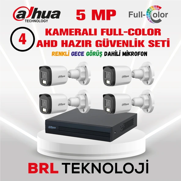 Dahua 5 MP 4 Kameralı Sesli 30 Metre Renkli Gece Görüşlü Full HD Kamera Seti ürün görseli 1