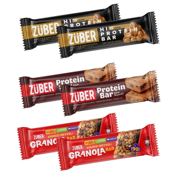 Züber Atıştırmalık Bar 6 lı Karma Paket / 3 Çeşit ürün görseli 1