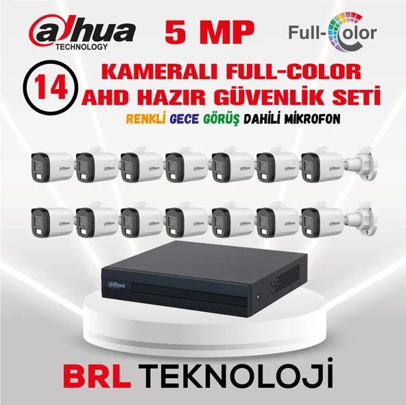 Dahua 5 MP 14 Kameralı Sesli 30 Metre Renkli Gece Görüşlü Full HD Kamera Seti ürün görseli 1