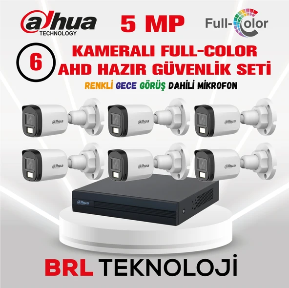 Dahua 5 MP 6 Kameralı Sesli 30 Metre Renkli Gece Görüşlü Full HD Kamera Seti ürün görseli 1