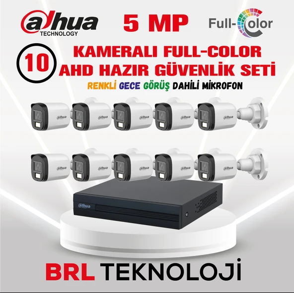 Dahua 5 MP 10 Kameralı Sesli 30 Metre Renkli Gece Görüşlü Full HD Kamera Seti ürün görseli 1