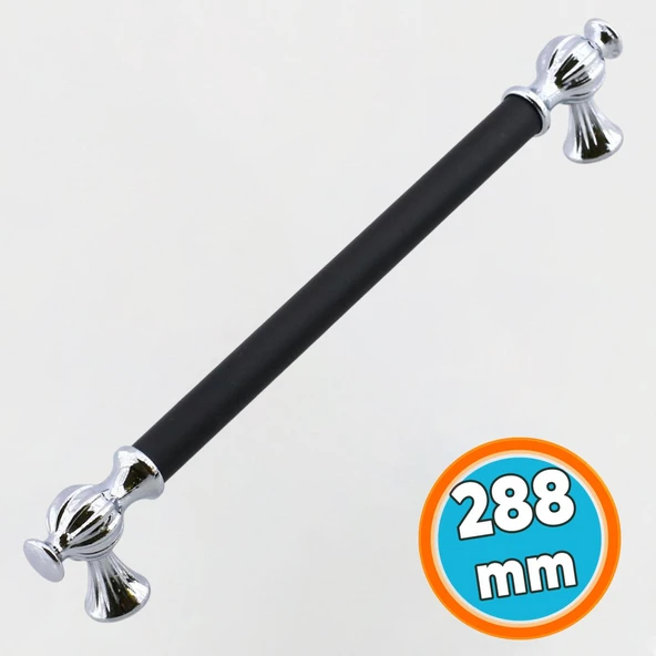 Mutfak Çekmece Mobilya Metal Dolabı Dolap Kapak Kulpu Kulpları Kulbu 288 mm 288 mm Krom Siyah ürün görseli 1
