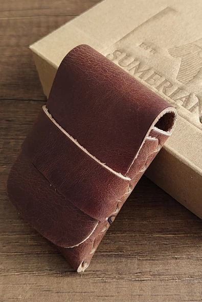 sumerianwallet Minimalist Deri Kartlık Tarçın Anahtarlık Hediye Tarçın ürün görseli 1