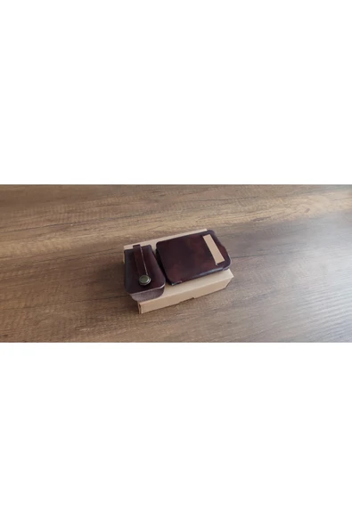 sumerianwallet Shell Cordovan Efektli Deri Cüzdan Kızıl - Resim 3