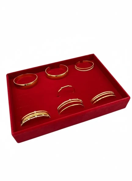 Süet Kumaş Kırmızı Renk 34/24 Cm Batırmalı Bileklik Kelepçe Tablası ürün görseli 1