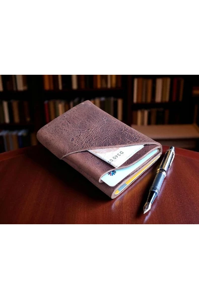 sumerianwallet Minimalist Crazy Deri Tarçın Kartlık (anahtarlık Hediye) Tarçın ürün görseli 1