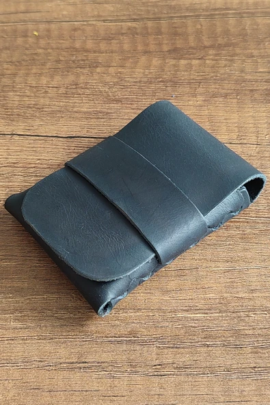 sumerianwallet Minimalist Deri Kartlık Siyah Anahtarlık Hediye Siyah ürün görseli 1