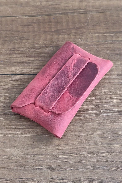 sumerianwallet Minimalist Deri Kartlık ( RFİD Kart Koruma Hediye ) Kırmızı ürün görseli 1