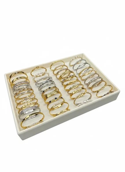 Süet Kumaş Krem Renk 34/24 Cm Batırmalı Bileklik Kelepçe Tablası ürün görseli 1