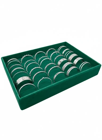 Süet Kumaş Yeşil Renk 34/24 Cm Batırmalı Bileklik Kelepçe Tablası ürün görseli 1