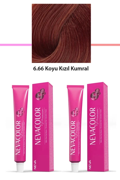 2 li Set Premium 6.66 Koyu Kızıl Kumral - Kalıcı Krem Saç Boyası 2 X 50 g Tüp ürün görseli 1