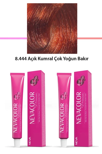 2 li Set Premium 8.444 Açık Kumral Çok Yoğun Bakır - Kalıcı Krem Saç Boyası 2 X 50 g Tüp ürün görseli 1