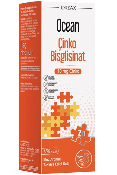 Ocean Çinko Bisglisinat 10 mg 150 ml - Muz Aromalı ürün görseli 1