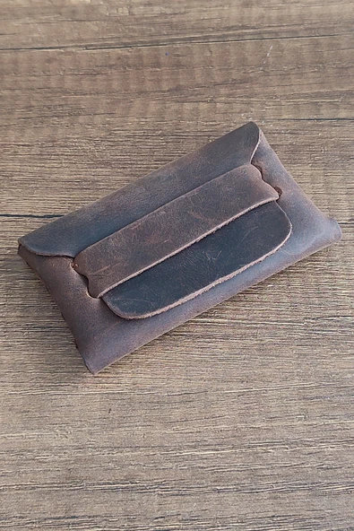 sumerianwallet Minimalist Deri Kartlık ( RFİD Kart Koruma Hediye ) Kahverengi ürün görseli 1