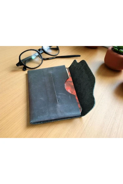 sumerianwallet Minimalist Crazy Deri Siyah Kartlık (anahtarlık Hediye) Siyah ürün görseli 1