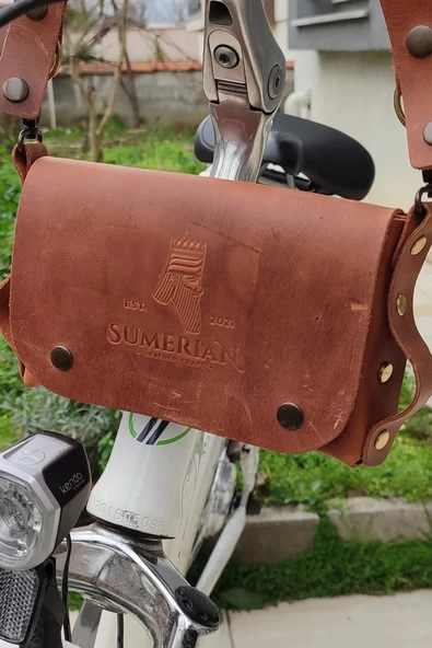 sumerianwallet Deri Bisiklet, Motosiklet Çantası Tarçın ( Deri Kartlık Hediye ) Tarçın ürün görseli 1