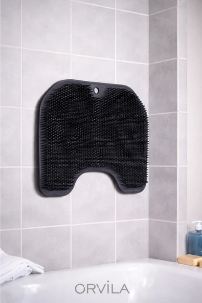 Silikon Sırt ve Ayak Masaj Matı / Banyo&Duş İçi Kaydırmaz Taban Vantuzlu Paspas ANTRASİT GRİ ürün görseli 1
