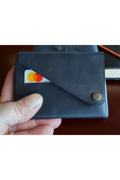 sumerianwallet Cüzdan Minimalist Crazy Deri Siyah Anahtarlık SİYAH ürün görseli 1