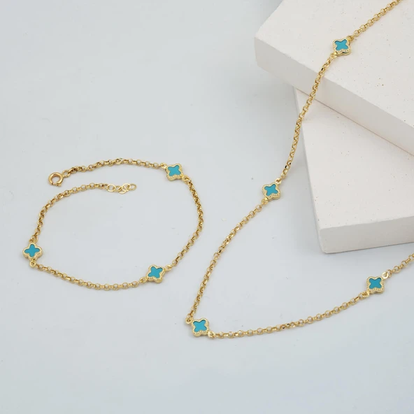 Van Cleef 14 Ayar İkili Altın Set Takımı - Resim 2