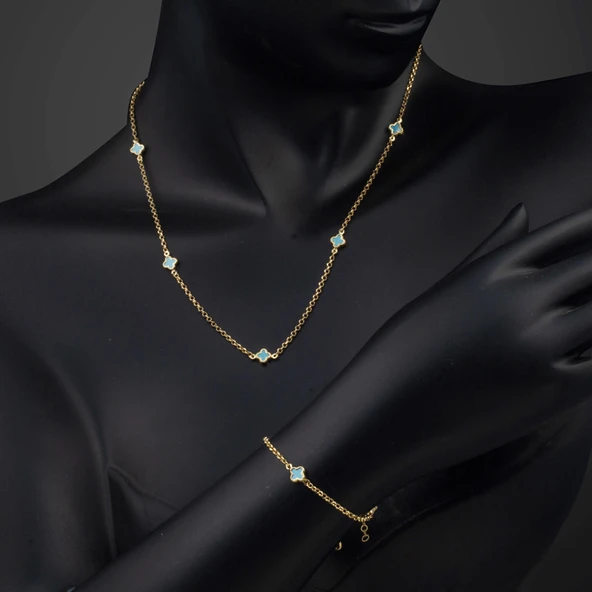 Van Cleef 14 Ayar İkili Altın Set Takımı - Resim 6