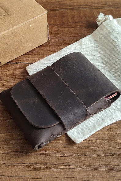 sumerianwallet Minimalist Deri Kartlık Kahverengi Anahtarlık Hediye Kahverengi ürün görseli 1