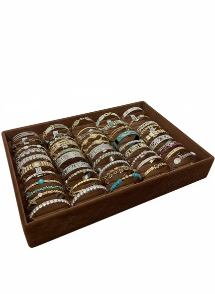 Süet Kumaş Kahve Renk 34/24 Cm Batırmalı Bileklik Kelepçe Tablası ürün görseli 1