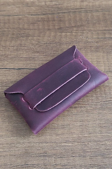 sumerianwallet Minimalist Deri Kartlık ( RFİD Kart Koruma Hediye ) Fuşya ürün görseli 1