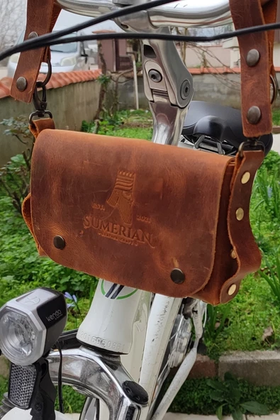 sumerianwallet Deri Bisiklet, Motosiklet Çantası Taba ( Deri Kartlık Hediye ) Taba ürün görseli 1