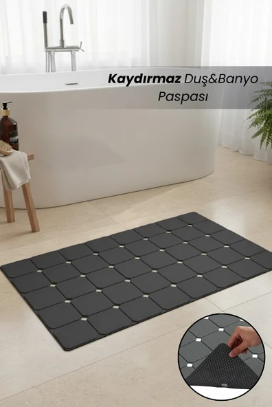 Aqua Luxe Kaydırmaz Duş&Banyo Matı  Duşakabin ve Küvet Paspası ANTRASİT GRİ ürün görseli 1