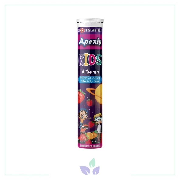 Apexis Kids Vitamin Ahududu ve Çilek Aromalı 20 Efervesan Tablet ürün görseli 1
