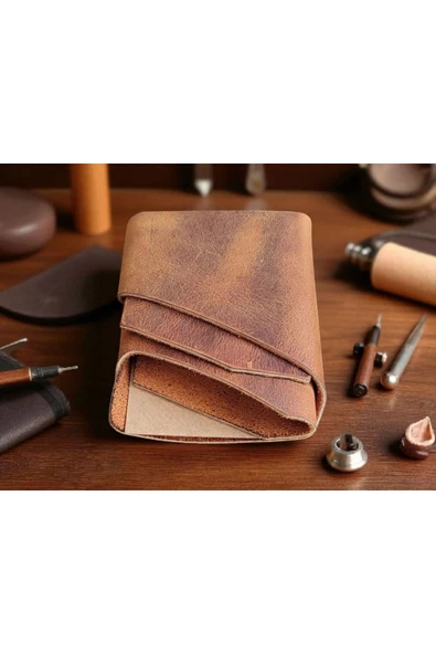 sumerianwallet Minimalist Crazy Deri Taba Kartlık (anahtarlık Hediye) Taba ürün görseli 1