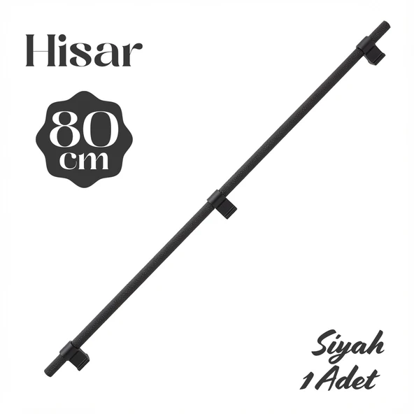 Hisar Siyah Metal Kulp 800 mm Tırtıklı Desen Mobilya Çekmece Mutfak Dolabı Dolap Kulpları Kulbu ürün görseli 1