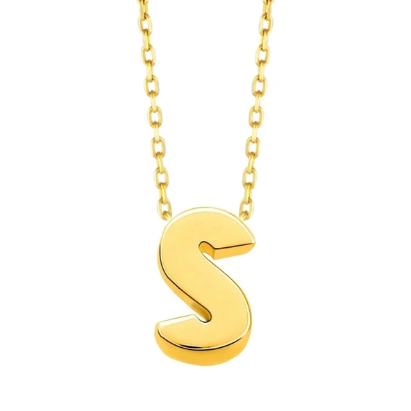 Minimal 0.7 Mm S Harfli Kolye 14 Ayar Altın ürün görseli 1