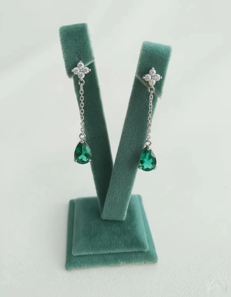 Süet Kumaş Yeşil Renk 10 Cm Küpe Sergileme Aksesuar ürün görseli 1