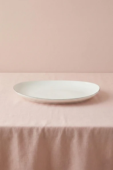 Ceyda | Platin Kenarlı Porselen Kayık Tabak (25 cm) ürün görseli 1