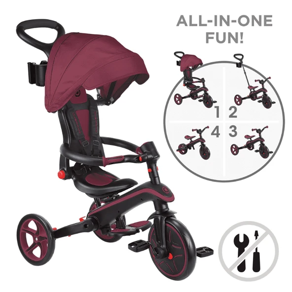 Globber Explorer 4in1 Katlanabilir Bisiklet - Bordo - Resim 5