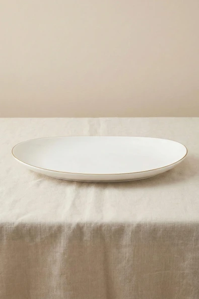 Ceyda | Altın Kenarlı Porselen Kayık Tabak (30 cm) ürün görseli 1