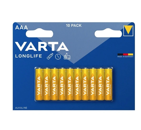 Varta Longlife Alkalin AAA İnce Kalem Pil 10'lu Paket ürün görseli 1