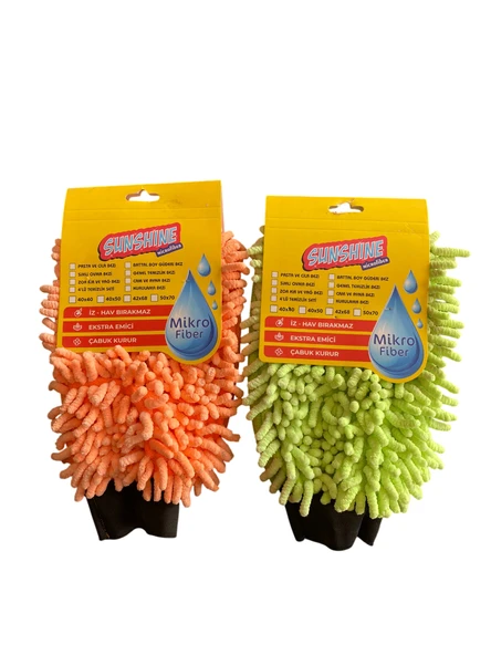 Sunshine Microfiber Çift Taraflı Makarna Kurtçuk Oto Yıkama Eldiveni ürün görseli 1